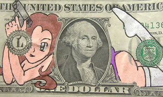 Desenhos em notas de 1 Dólar